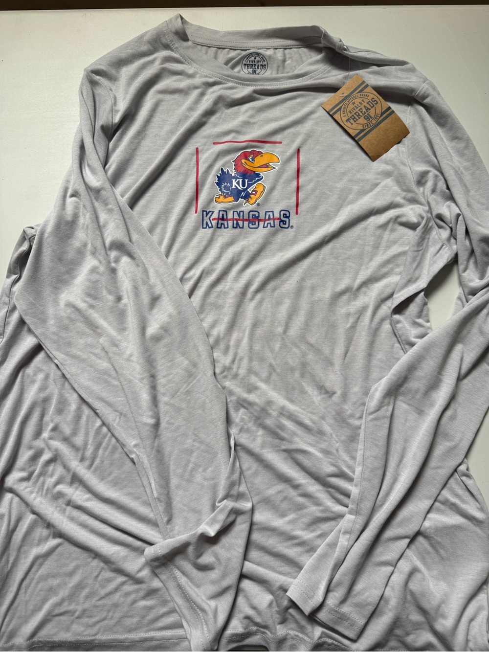 Rivalry Threads Gray Kansas Jayhawks Long Sleeve Tee